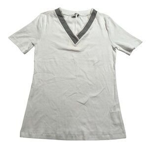 PESERICO Stretch Micro-Ribbed Jersey T-Shirt in Pure White